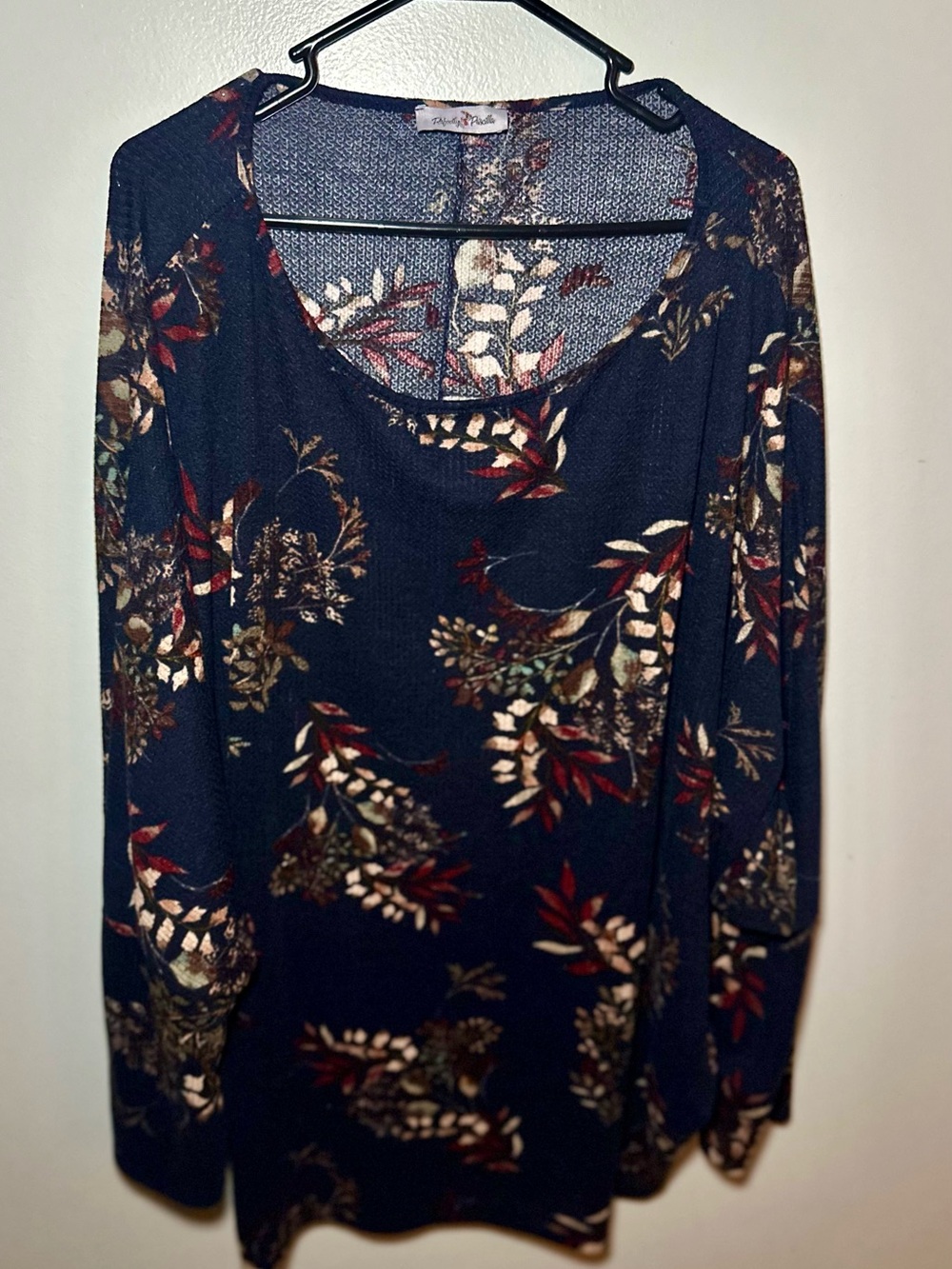 Perfectly Priscilla Boutique Floral Waffle Knit Top | Women’s 4X